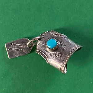 Sterling Silver Vest Charm with Turquoise Stone